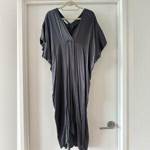 Zara Shiny Gray V-Neck Dress